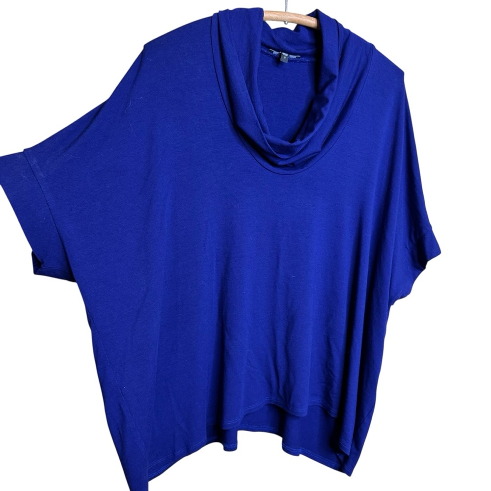 Eileen Fisher S OVERSIZED Blue Cowl Neck Dolman Sleeve Cute Top Stretchy